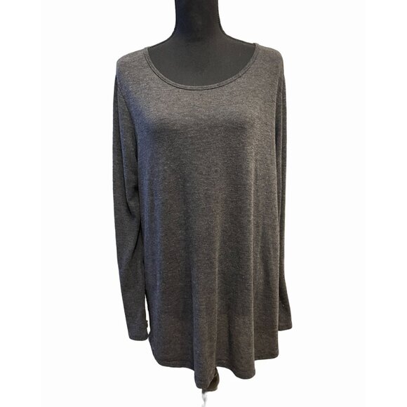 ladies charcoal tunic 3X A-line button lace crochet detail - Picture 1 of 7